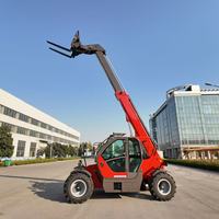 Kompakter Teleskop-Gabelstapler 3,5 Tonnen 7m Hubhöhe 4-Rad-Lenkung Gabellader für Garten, Hof und Landwirtschaft