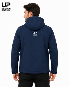 Veste softshell à capuche bleu marine pour homme, imperméable, coupe-vent, doublée polaire, pour randonnée et travail en extérieur, OEM - Product Image 4