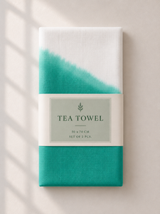 Essuie-tout de cuisine en lin turquoise ombré |   Essuie-tout en lin teinté dégradé |   Serviette de cuisine en lin de qualité supérieure |   Maison Moderne - Product Image 3