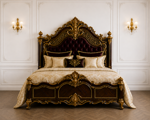 Meubles de chambre à coucher en bois sculpté haut de gamme American Villa, acheter un lit classique noir avec tables de chevet, ensemble de lit king size le plus vendu aux États-Unis - Product Image 2