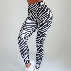 Leggings de Mujer con Estampado de Cebra, Efecto Scrunch en los Glúteos, Cintura Alta, Sin Costuras, Elásticos en Cuatro Direcciones, Largura al Tobillo, para Yoga y Gimnasio, Personalizados OEM ODM, Venta al Por Mayor - Product Image 1