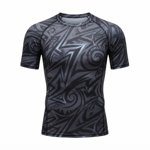 Maillot de compression MMA à manches courtes personnalisé par sublimation pour homme, séchage rapide, entraînement fitness, vente en gros - Product Image 4
