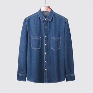 Camisa de mezclilla de algodón para hombre, manga larga, con botones, informal, para trabajo, mezcla de algodón y mezclilla, duradera, estilo clásico occidental - Product Image 2