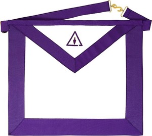 ผ้ากันเปื้อนสำหรับสมาชิก RSM ของสมาคมเมสัน  ทำจากหนังแกะแท้ 100% ปักมือด้วยสีม่วง - Product Image 2