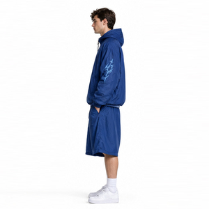 Men Hooded Windbreaker Jacket and Rain Shorts <b>Set</b> Men Lightweight Streetwear Nylon <b>Twin</b> <b>Set</b> Chainile Embroidery Logo Jacket - Product Image 4