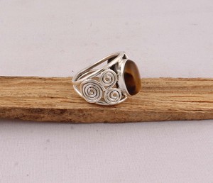 Natural Tiger Eye <b>Ring</b> 925 Sterling <b>Silver</b> Vintage Boho Style Brown Gemstone Statement <b>Ring</b> <b>for</b> <b>Men</b> Women Handcrafted - Product Image 6