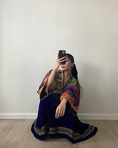 Créez votre propre ensemble de robes mi-longues en dentelle Kuchi Afghani vintage brodée, avec pantalon Patiala, style traditionnel, 2 pièces pour femmes - Product Image 3