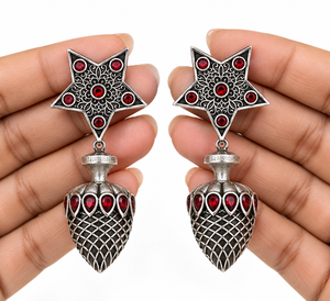 Boucles d'oreilles classiques oxydées pour femmes, en zircon, forme poire cloche, plaqué argent antique, vente en gros, fournisseur direct d'usine - Product Image 5