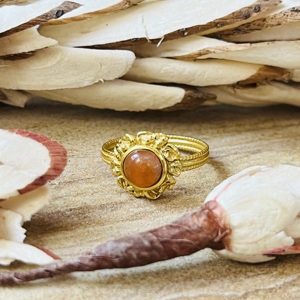 Latest Design Carnelian <b>Ring</b> Boho Floral <b>Statement</b> <b>Ring</b> For Women Brass 18k Gold Plated Floral Band Boho Fashion Wholesale <b>Ring</b> - Product Image 5