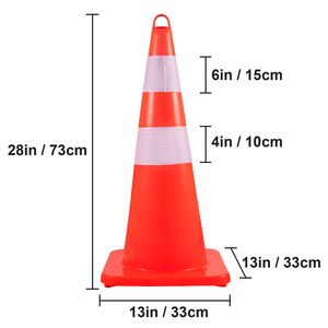 Coni di Sicurezza in PVC Arancioni da 28 Pollici, 10 Pezzi, Coni Stradali con 2 Collari Riflettenti e Base Appesantita - Product Image 5