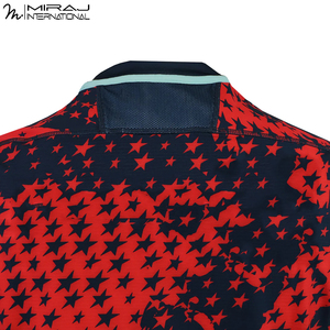 Camiseta de Rugby Deportiva Transpirable de Primera Calidad, Nueva, Moderna, en Rojo y Azul Marino, con Contraste de Color, Buen Proveedor, Absorbe la Humedad - Product Image 4