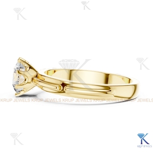 Anillo de compromiso solitario con diamante cultivado en laboratorio, corte redondo, E VVS2, certificado IGI, en oro macizo con engaste de corona, estilo filigrana vintage. - Product Image 3