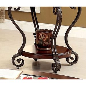 Ornate Design 1pc Traditional Style <b>Brown</b> Cherry Console <b>Table</b> with Open Bottom Shelf for Living Room Furniture - Product Image 3