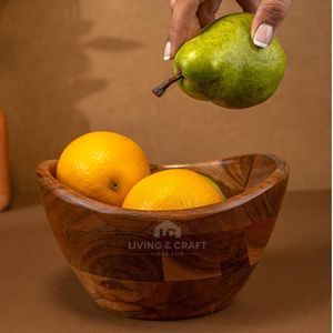 Bol de service artisanal en bois massif pour salade et fruits |   Bol de cuisine en bois rustique de qualité supérieure pour la salle à manger, la décoration intérieure et la vente en gros - Product Image 3