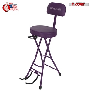 Taburete para Guitarra 5Core, Silla Acolchada de 3.15 Pulgadas con Respaldo, Asiento Musical Plegable con Reposapiés Integrado, Soporte para Guitarra - Product Image 1