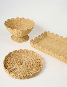 Cesta Decorativa de Ratán con Borde Festoneado, Estilo Bohemio, Centro de Mesa Elegante para Decoración del Hogar - Product Image 2