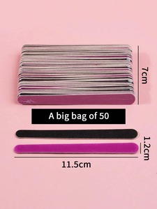 Lime à ongles double face mini émeri, grain 180, rose et noir, jetable, outil de soin des ongles en papier de verre, 25 pièces, motif droit - Product Image 2