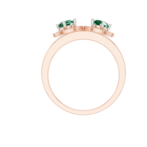 แหวนมรกตและเพชรคู่ที่สง่างาม14K/18K ทอง IGI ได้รับการรับรอง OEM ODM สำหรับงานแต่งงาน - Product Image 4