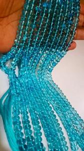 Perles de topaze bleu ciel naturel, rondes, lisses, 8 mm, vendues par brin, 8 pouces de long - Product Image 4