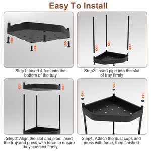 4 Tier <b>Corner</b> Shower Caddy Carbon Steel Bathroom Storage Rack Organizer Stand 3 Tier/4Tier Options - Product Image 3