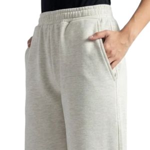 Light Gray Wide Leg Sweatpants <b>Elastic</b> <b>Waist</b> Loose Fit Casual <b>Trousers</b> for Women - Product Image 5