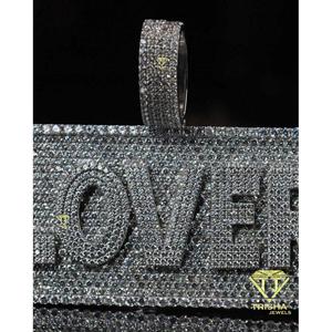 Collier de luxe avec pendentif lettre en argent sterling 925 serti à la main de diamants Moissanite VVS - Product Image 6