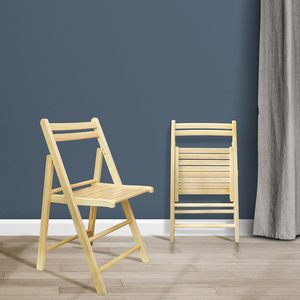 Casual Home Wooden Folding <b>Chairs</b>, <b>Set</b> <b>of</b> <b>2</b>, Natural Finish - Product Image 3
