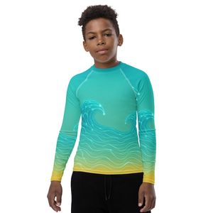 Men's Long Sleeve Rash Guard: Blue <b>Coral</b> UPF 50+ Surf Shirt - Product Image 3