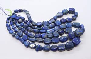 ลูกปัดลาพิส ลาซูลีธรรมชาติทรงก้อนเรียบ ขนาด 10-16 มม. ลูกปัดพลอยลาพิสสีน้ำเงินขัดเงา ขนาด 16 นิ้ว สำหรับทำเครื่องประดับ - Product Image 5
