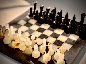 Black <b>Marble</b> White Onyx Modern Safe Fire Resistant Chess Set Natural Stone Board <b>Game</b> Handmade Pieces Dining Wall Living Room - Product Image 4