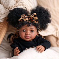 Poupée Reborn Afro-Américaine Babeside Tiana de 20 pouces, Fille, Cheveux Courts Noirs Bouclés, Poupée Réaliste, Cadeau pour Filles, Prête à l'Expédition (RTS)