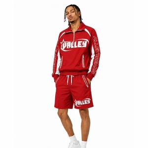 Ensemble de survêtement coupe décontractée pour homme en satin tissé respirant, coupe-vent, de haute qualité, personnalisé, marque privée, veste et short unis pour le printemps - Product Image 5