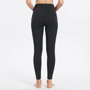 Women High Rise Equestrian Breeches With Zipper Phone Pocket Slim Fit Black Riding Pants Sports Style Horse Riding Breeches - Product Image 2