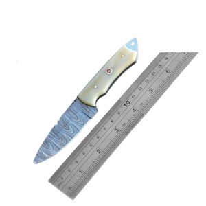 Best Quality Hand Forged <b>Copper</b> Damascus Steel Hunting Knife Blank OEM Drop Point Fixed Blade with Leather Pouch - Product Image 3