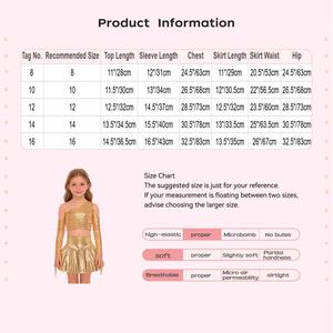 Conjunto de Falda y Top Corto Metálico para Niñas de 8 a 16 Años, Traje de Baile de Salón para Actuaciones, Fiestas, Espectáculos, Cumpleaños, Falda Latina, Ropa Latina - Product Image 6