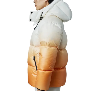 <b>Men</b> Luxury Gradient White Orange Puffer <b>Jacket</b> Hooded Winter Down Coat Premium Insulated Thermal Streetwear Outerwear - Product Image 6