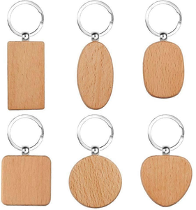 Wood Keychain Men Gift Custom Logo Blank Wood Personalized <b>Engraved</b> Logo <b>Key</b> <b>Ring</b> Set - Product Image 1