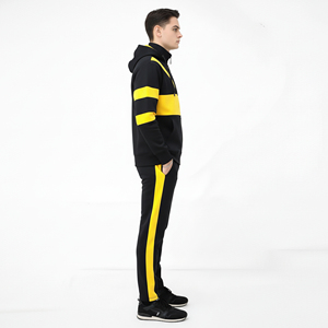 French Terry Men's Heavyweight 100% Cotton Casual Solid Winter Sweat Suit Breathable <b>Hoodie</b> and Jogger Sweatpants Set - Product Image 3