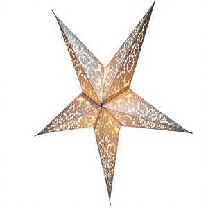 Lanternes étoiles en papier imprimées avec paillettes dorées, faites à la main, 5 branches, pour décoration de Noël, vente en gros depuis l'Inde - Product Image 1