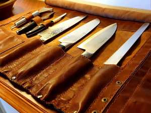 Porte-couteaux de cuisine professionnel en cuir de vache véritable avec logo personnalisé, sac en cuir pour couteau de chef LKR-0271 - Product Image 3