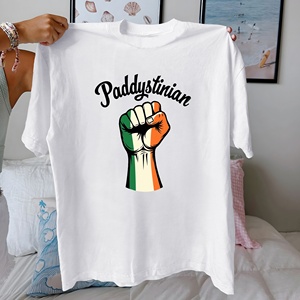 Drapeau Catégorie lk l1 Drapeau irlandais Poing Paddystinien T-shirt confortable en pur coton pour femme - Product Image 1