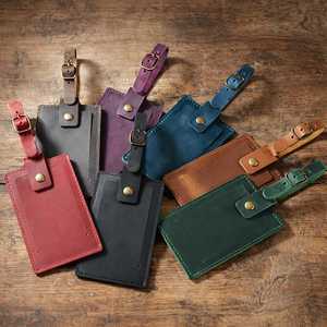Genuine Leather Luggage <b>Tags</b> With Privacy Flap Luxury Suitcase Labels Custom Travel Bag <b>Tags</b> Hot Selling LMP-0265 - Product Image 5