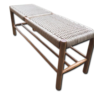 Produits de meubles de luxe Banc Chaise en bois massif Banc en rotin Chaise de loisirs pour salon familial - Product Image 3