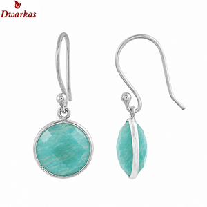 Handmade elegant <b>earrings</b> 925 sterling <b>silver</b> amazonite gemstone dangler drop bezel <b>earrings</b> for <b>wedding</b> party - Product Image 1