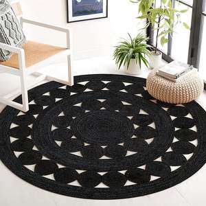 Tapis rond moderne en jonc de mer naturel et simple, lavable, motif animalier, en paille tressée - Product Image 1