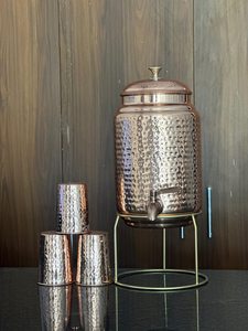 Copper Beverage Dispenser with Brass Faucet Premium Copper <b>Water</b> Storage <b>Container</b> Wholesale - Product Image 5