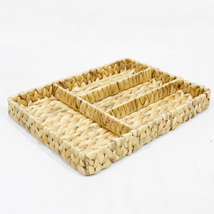 Plateau de rangement rectangulaire artisanal en jacinthe d'eau naturelle, écologique, rustique, Dong Thap, organisateur pour la maison, la cuisine et le salon - Product Image 2