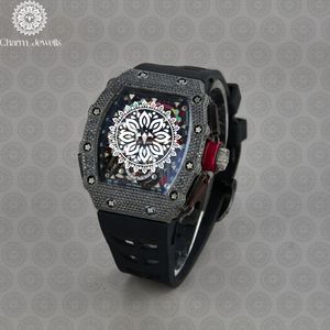 Charm Jewells Montre de sport pour homme en acier inoxydable, cadran numérique de 43 mm, bracelet en caoutchouc lumineux, mouvement à quartz, boîtier rond - Product Image 3