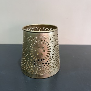 Porte-bougie en métal doré, motif découpé au laser, porte-bougie chauffe-plat décoratif, décoration de table, décoration d'intérieur - Product Image 4