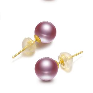 Pendientes Minimalistas de Plata S925 con Perlas Redondas de Agua Dulce Púrpura de 10-11 mm, Imperfecciones que Añaden un Encanto Sutil - Product Image 2